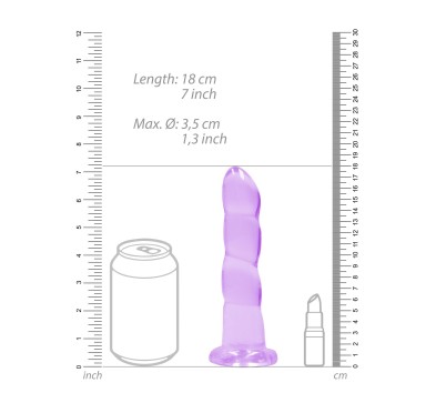 Dildo fioletowe spiralne z mocną przyssawką 18 cm